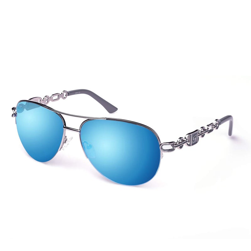 FONHCOO Aviator Sunglasses for Women Men Oversized Metal Frame UV400 Mirrored Sunglasses (blue) - Image 1